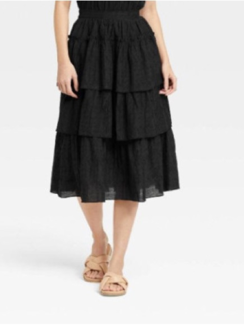 Universal Thread Black Tiered Midi Skirt